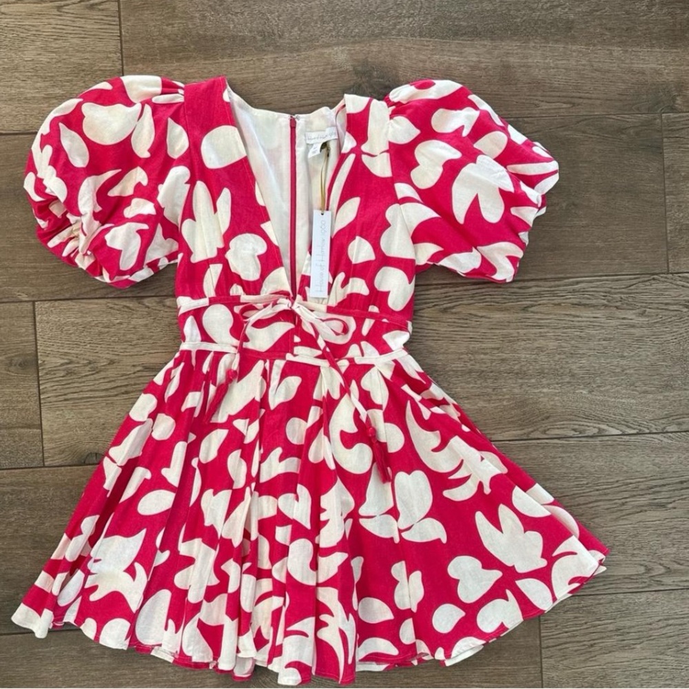 House of Harlow 1960 Pink and White Plunge V-neckline Dress